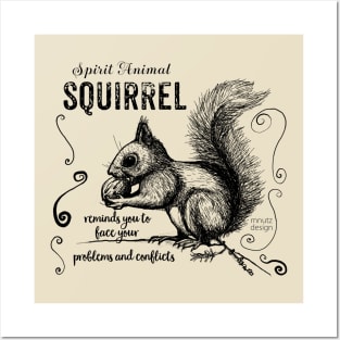 Spirit animal - squirrel black Posters and Art